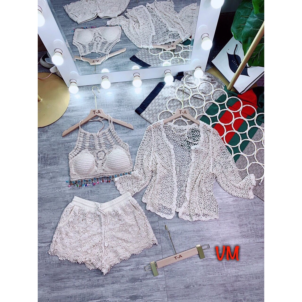 [ĐỒ BƠI, BIKINI, ĐỒ ĐI BIỂN HÓT]Sét 3 trong 1 bộ ren đi biển siêu hót có thể mua rời | BigBuy360 - bigbuy360.vn