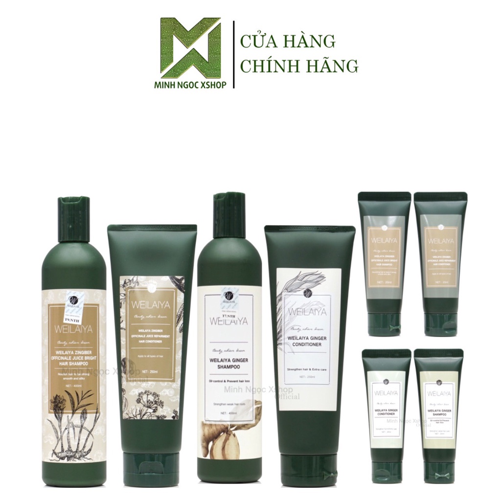 Dầu gội xả gừng WEILAIYA ngăn rụng, kích mọc tóc 400ml + 250ml tặng set mini