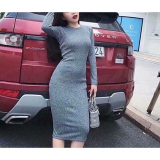 váy len tăm cổ tròn dài tay