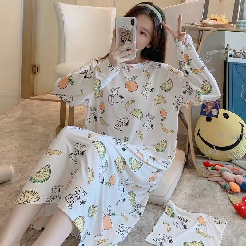 Đầm Ngủ Dài Tay Thiết Kế Dễ Thương Thời Trang Mùa Thu Cho Nữ | BigBuy360 - bigbuy360.vn