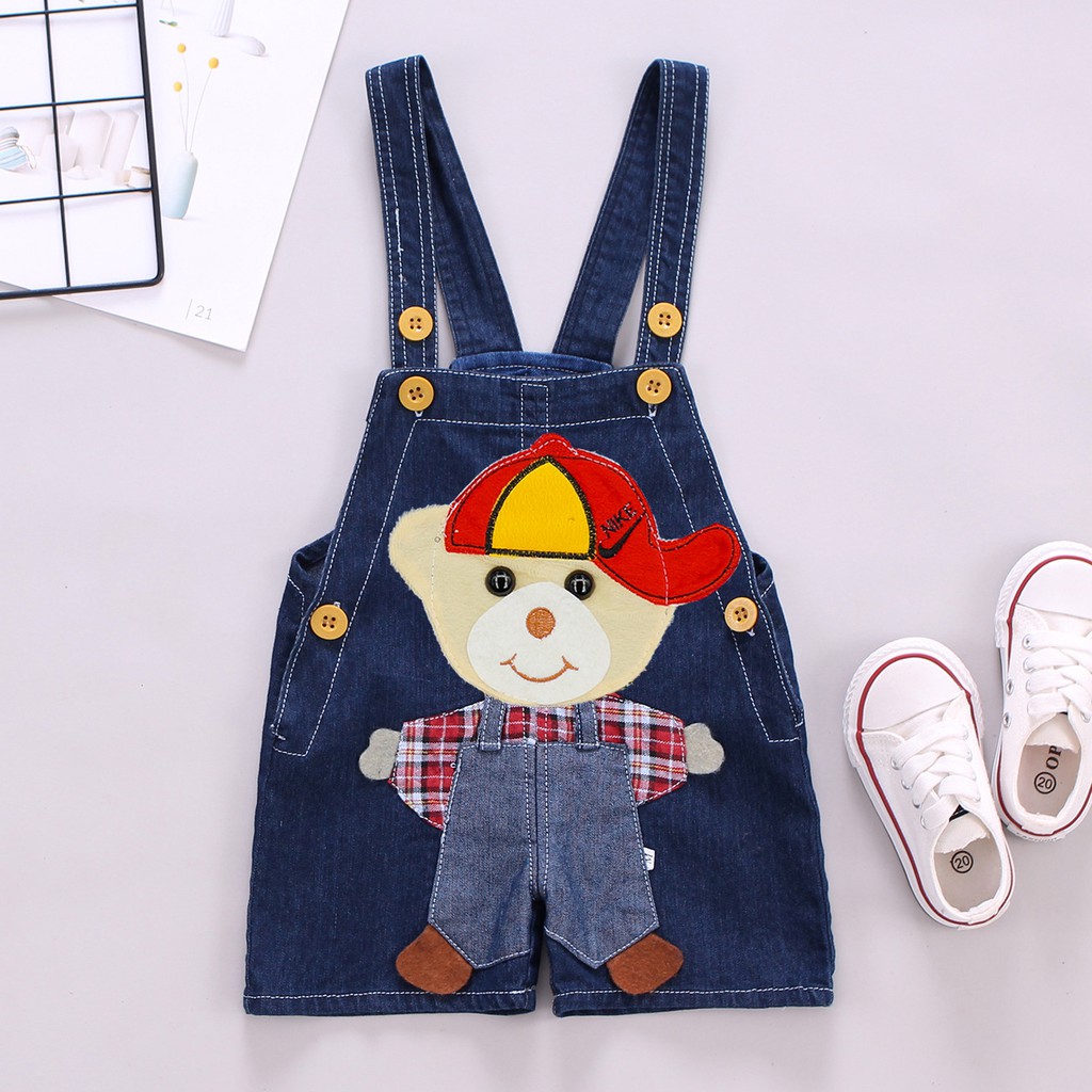 Quần Yếm Denim Hoạt Hình Cho Bé Trai Bé Gái