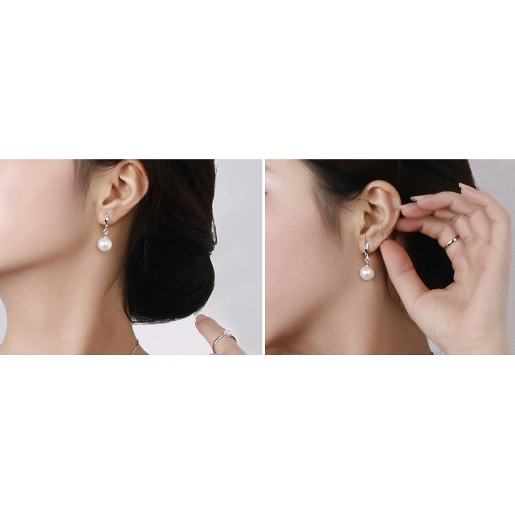 Bông Tai Mạ Bạc 925 Đính Ngọc Trai Nhân Tạo Thời Trang
