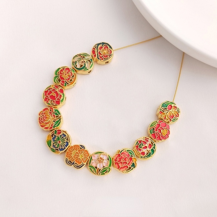 Cát Vàng Xanh Tráng Men Xanh Dương Có Lỗ Rỗng Làm Vòng Đeo Tay diy