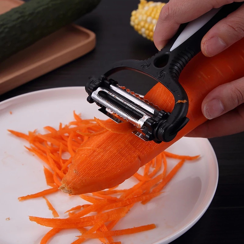 Multifunctional Stainless Steel 3 in 1 Fruit Vegetable Peeler/ 360 Degree Rotating Carrot Potato Rotary Cutter