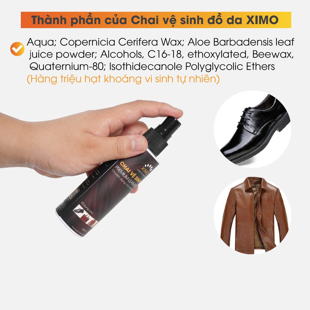 Bộ vệ sinh đồ da XIMO làm sạch làm mới bảo vệ cho da giày, túi ví, áo, ghế da BCHG04