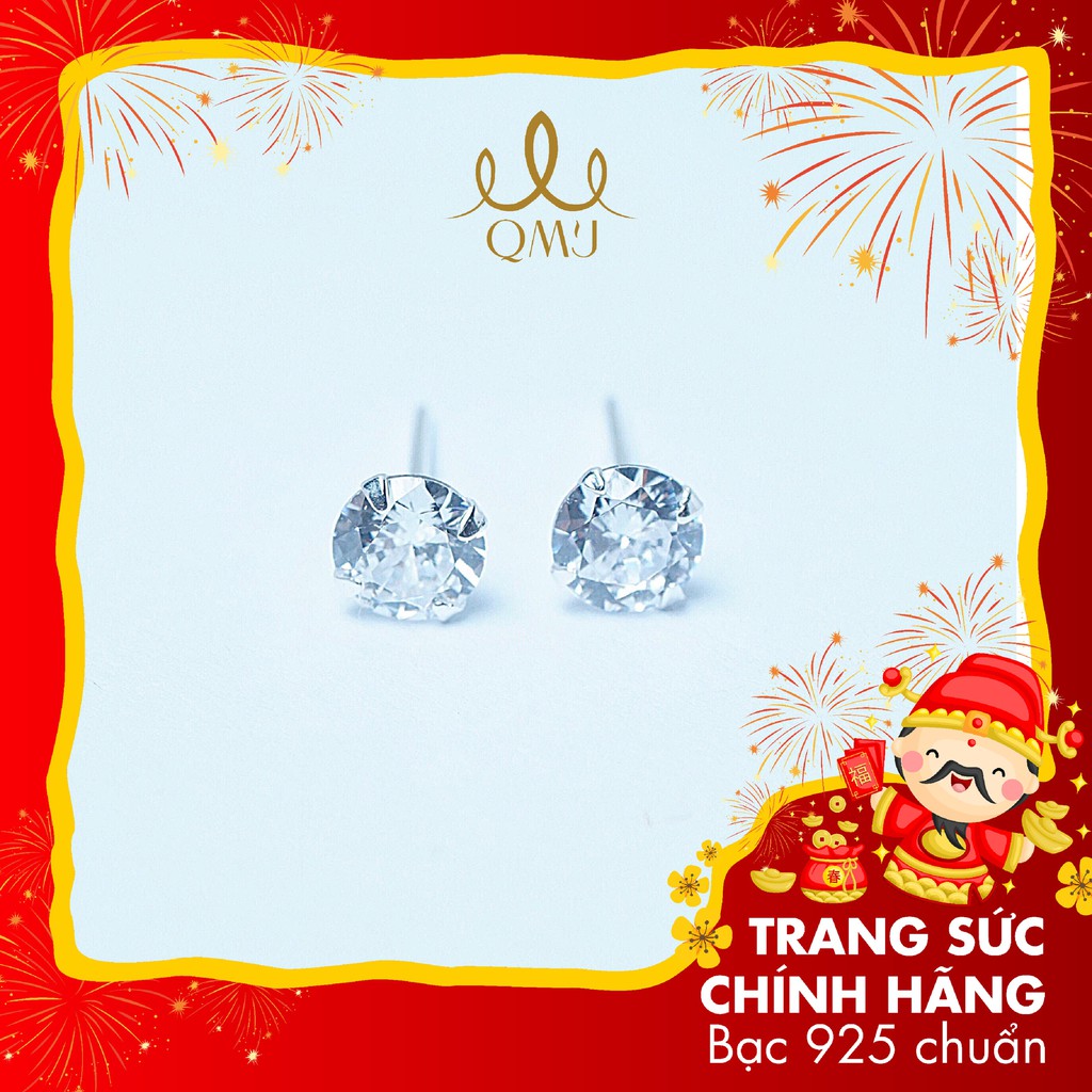 [Mã FAJEL12 hoàn 20% xu đơn 150K] QMJ Bông tai Nụ đá bạc 925 kiểu dáng đơn giản [Bạc Chuẩn] - Q009