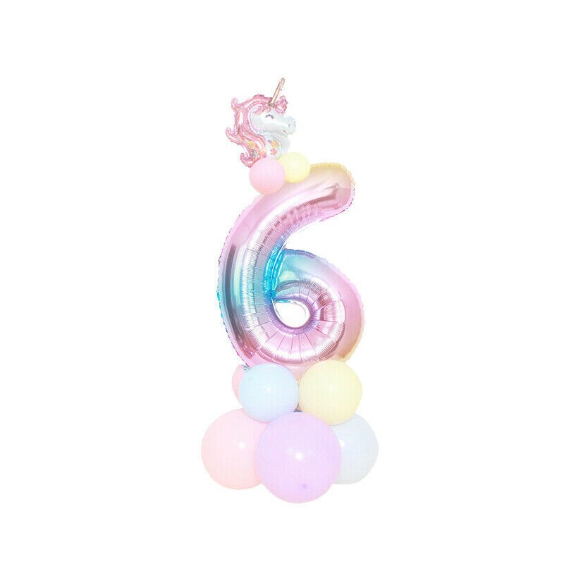 1 set Bong Bóng Lá Nhôm Hình Kỳ Lân Màu Cầu Vồng Dùng Trang Trí Tiệc Sinh Nhật