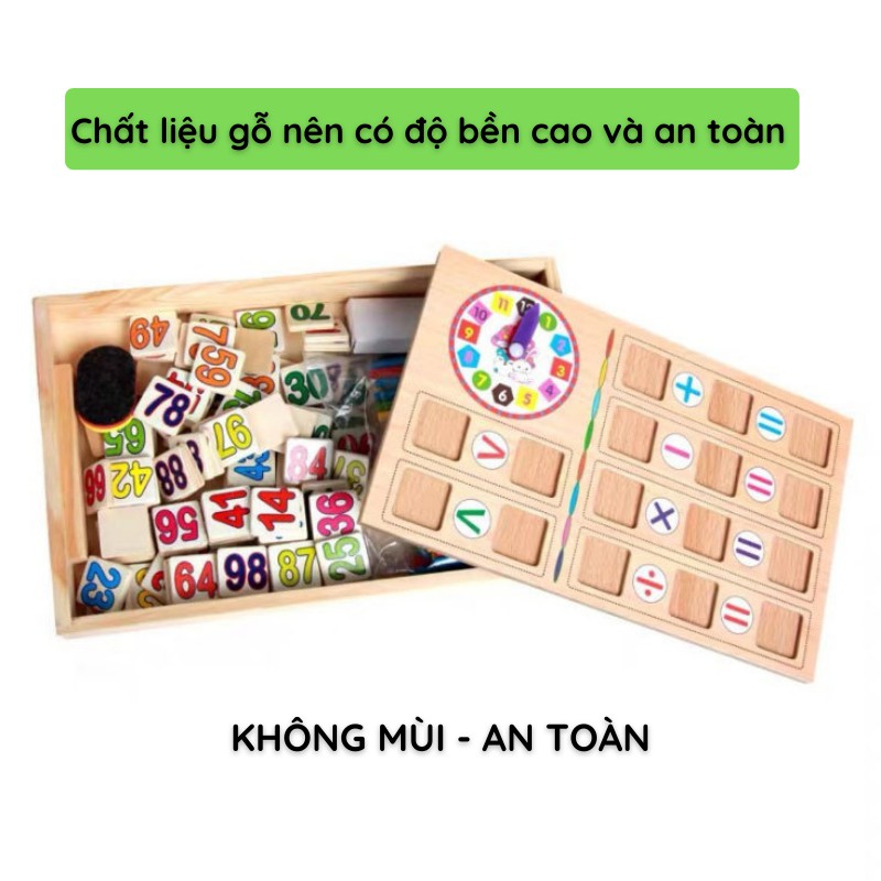 Hộp que tính kèm chữ số 100 chi tiết AIQ nhiều màu sắc kích thích bé tư duy học toán, tập đếm thông minh