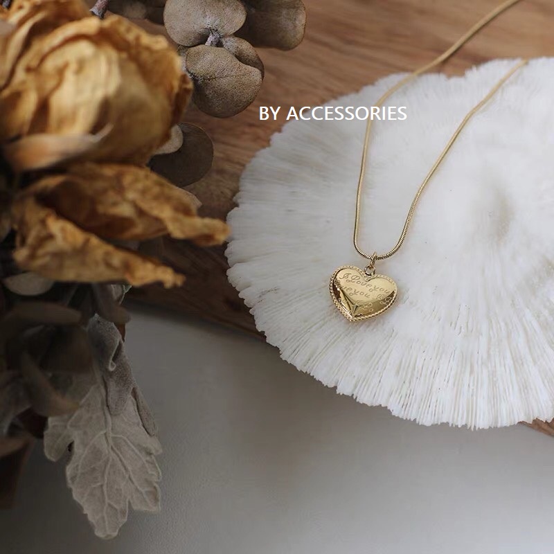 Dây chuyền titan trái tim khắc chữ Love you không gỉ WN2124