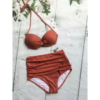 Bikini 2 mảnh cam đất, xanh rêu, đỏ đô