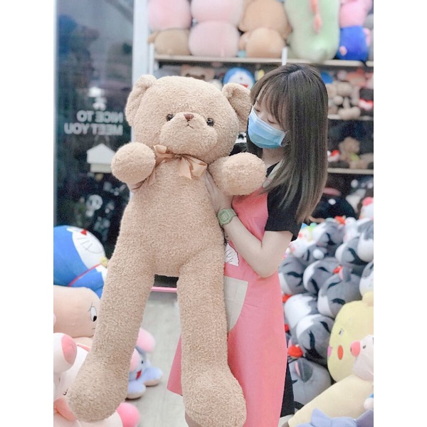 Gấu bông cao cấp Teddy ôm tim chất lông chỉ xù