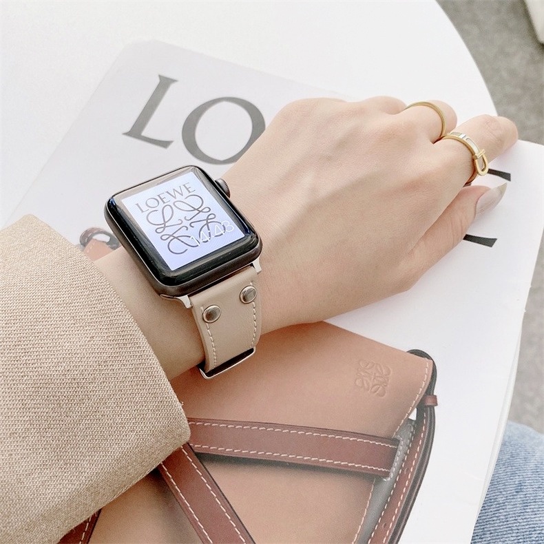 Dây đeo da chất lượng cao thích hợp cho đồng hồ thông minh Apple watch 2 3 4 5 6 SE 42mm 38mm 40mm 44mm