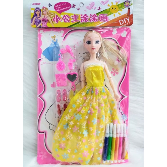 Búp Bê Công Chúa 28cm Kèm Bộ Phụ Kiện,Tranh Và Bút Màu
