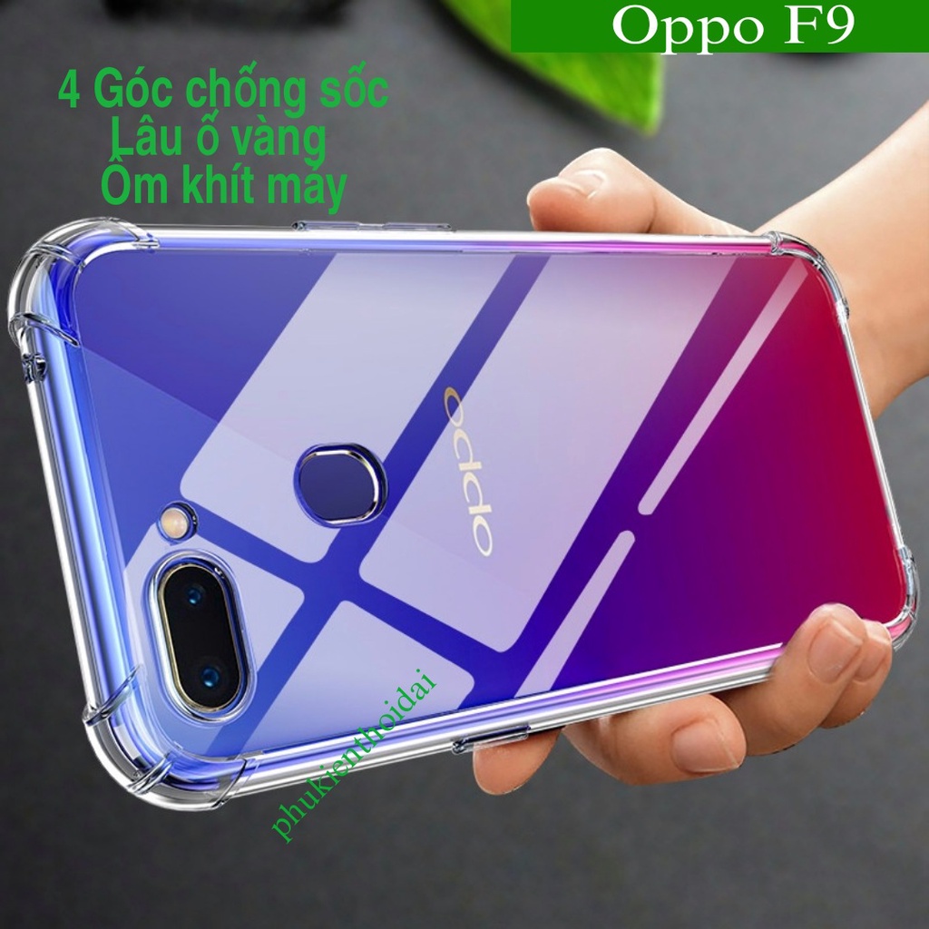 Ốp lưng Oppo F9 / Oppo A16K dẻo trong suốt lồi 4 góc chống sốc chống va đập mạnh hạn chế ố vàng