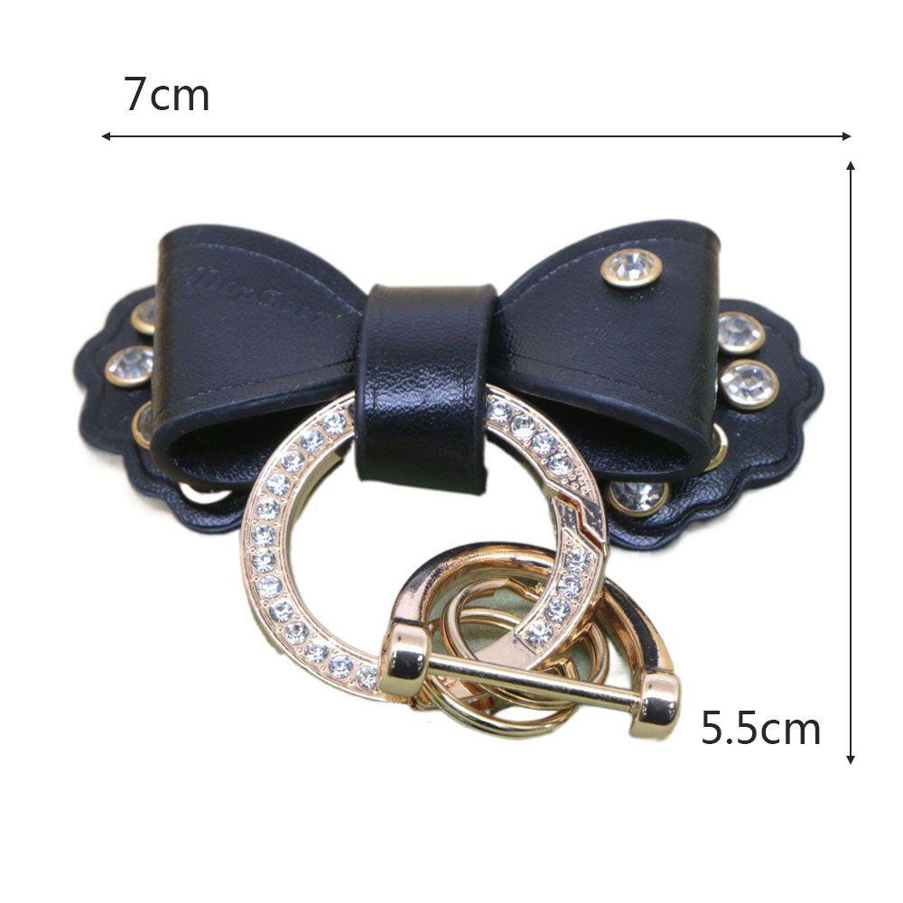 Móc Chìa Khóa Xe Hơi Bằng Da Đính Nơ Chống Thất Lạc Tiện Dụng