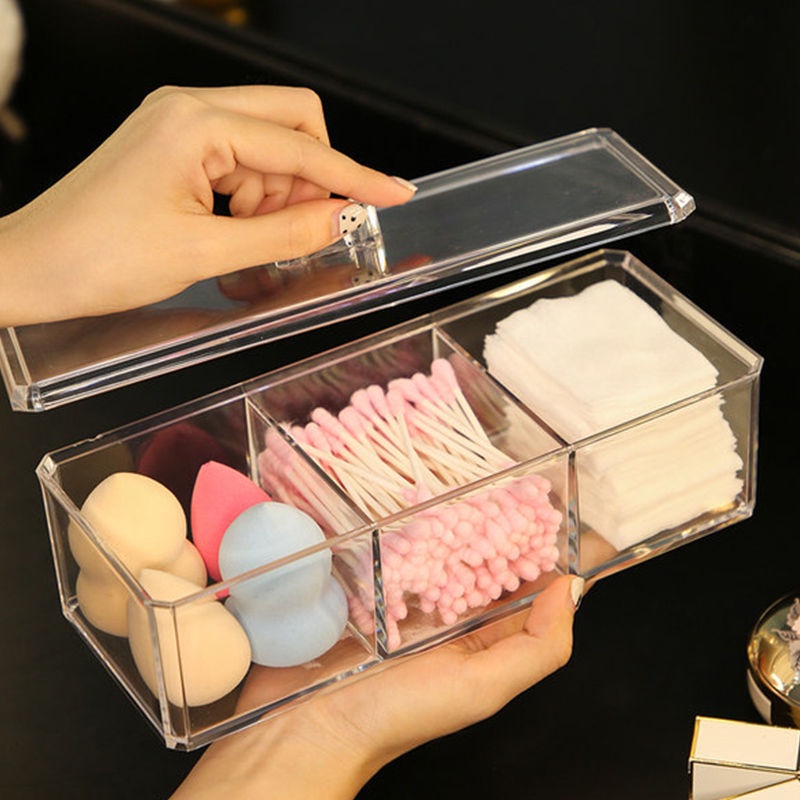 Hộp Lưu Trữ Acrylic Hộp Lưu Trữ Bông / Bông Tăm Bông Hộp Lưu Trữ Trên Máy Tính để Bàn Hộp Lưu Trữ Dụng Cụ Làm đẹp