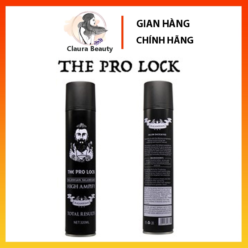 Chính Hãng Gôm Xịt Tóc THE PRO LOCK 320ml, Gel Xịt Tóc Cho Nam Nữ, Giữ Nếp Cứng Dễ Tạo Kiểu, Sáp Vuốt Tóc, Claura Beauty