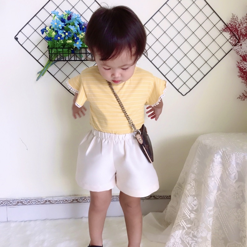 Quần đùi bé gái, vải xuất dư phong cách hàn cho bé