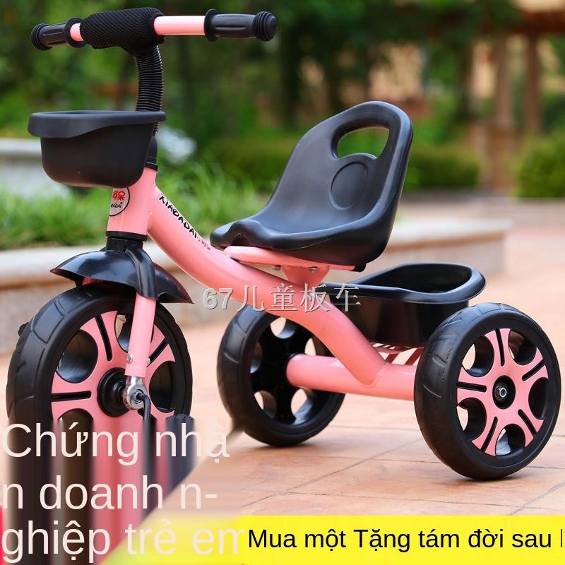 MXe đạp ba bánh trẻ em 1-2-3-6 tuổi lớn nam nữ xe đạp đẩy tay có xô nhẹ xe đạp