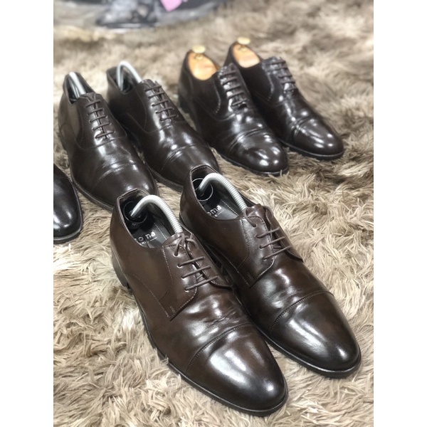 [Giày 2hand] [Size 43] Giày Tây Kiểu Dáng OxFord Công Sở Màu Medium Brown Trơn Bóng Thương Hiệu Renoma