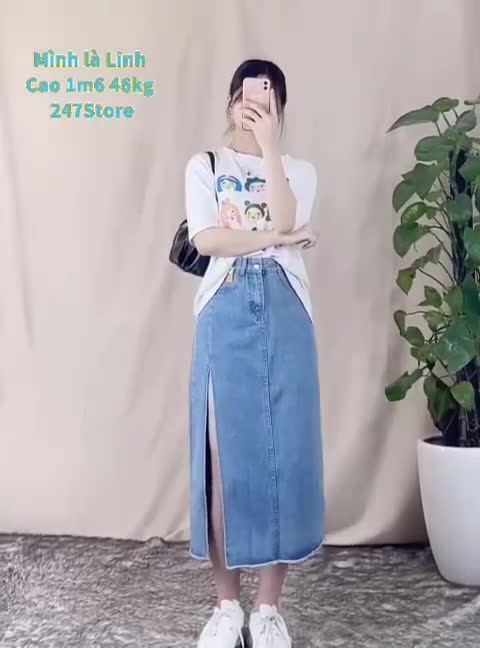 Chân Váy Denim Lưng Cao Xẻ Tà Quyến Rũ Cho Nữ CvJeanXe/P0AK2 | BigBuy360 - bigbuy360.vn