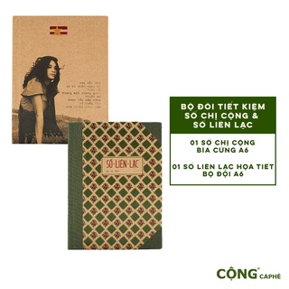 Sổ tay vintage bìa cứng cộng cà phê - sổ chị cộng & sổ liên lạc - bộ đôi tiết kiệm