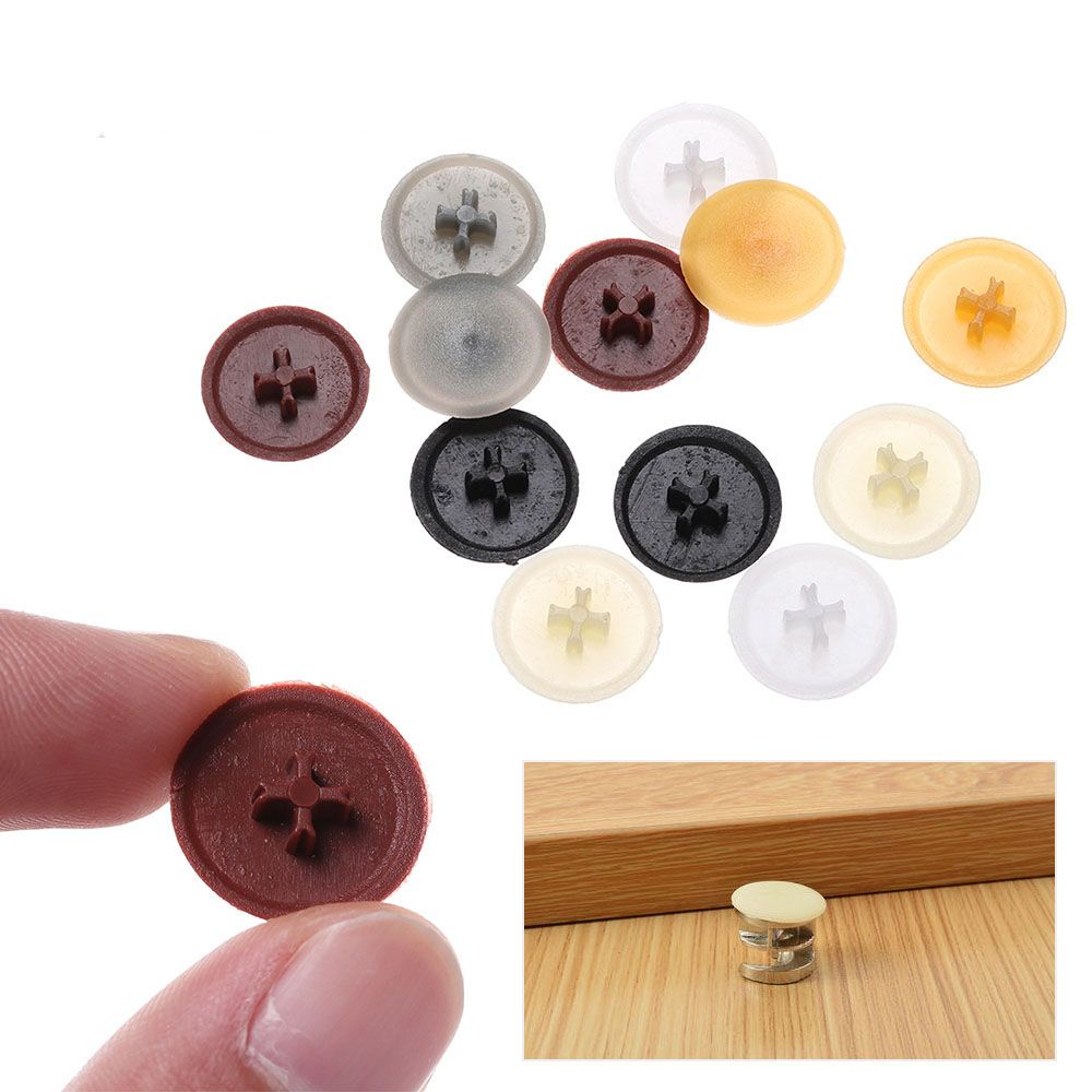 Set 100 nắp đậy lỗ vít YIYU hình tròn dẹt rãnh chữ thập bằng nhựa có nhiều màu trang trí nội thất xe hơi