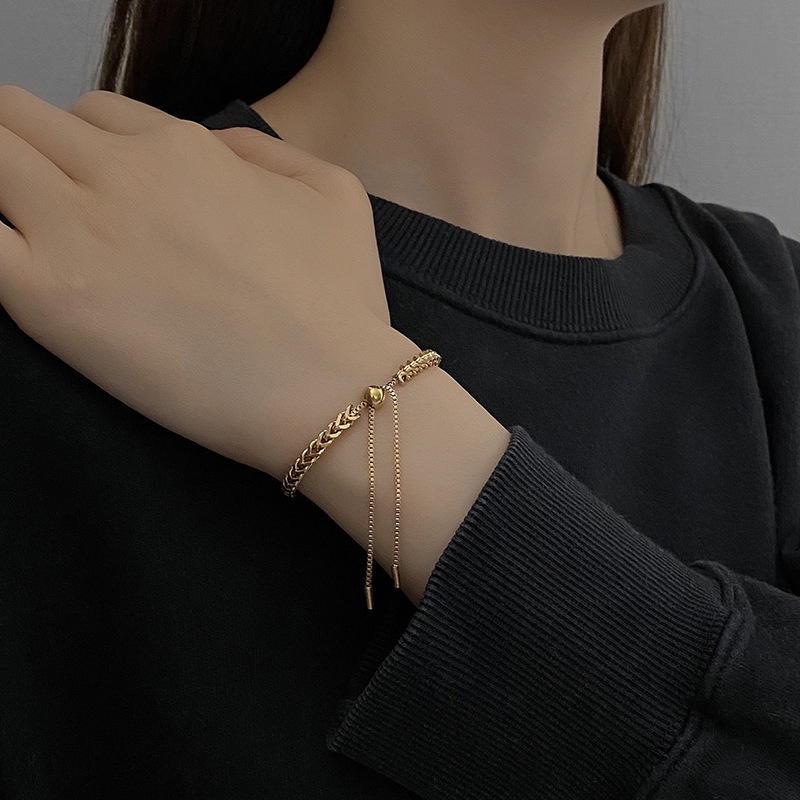 Molly™ Vòng Đeo Tay Mạ Vàng 18K Không Phai Màu Bằng Thép Titan Có Thể Điều Chỉnh Kích Cỡ Dành Cho Nữ