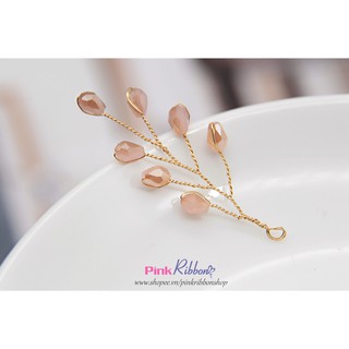 Cành pha lê 7 hạt trang trí hoa cài áo, đồ handmade, DIY, phụ kiện thời trang