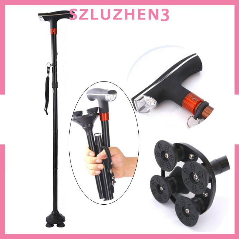 [SmartHome ] Folding Adjustable Walking Stick LED Walking Collapsible Cane