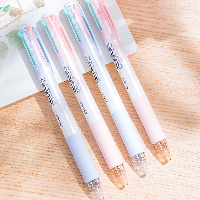 BÚT BI NHIỀU MÀU DELI - 0.7MM - 4 MÀU MỰC - VỎ THIẾT KẾ HOA DỄ THƯƠNG