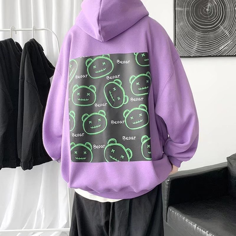Áo hoodie tay dài dáng rộng in họa tiết thời trang mùa thu mới trẻ trung dành cho nam