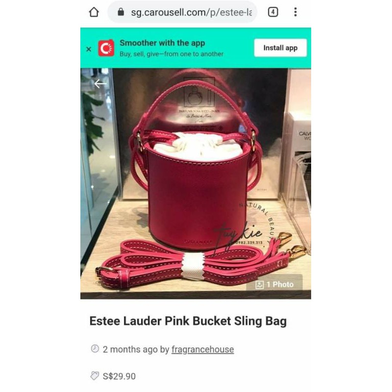 Túi đeo chéo Estee Lauder Pink Bucket Sling Bag 2020