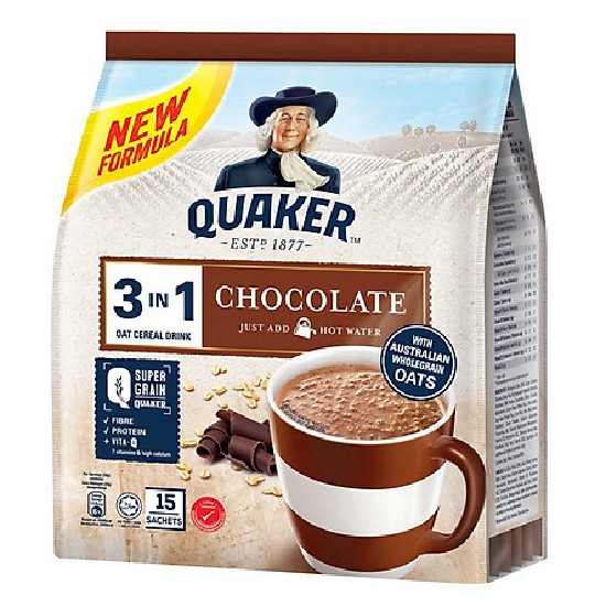 [Mã GRO1APR giảm 20K đơn 150K] Combo 2 Túi Thức uống yến mạch Quaker 3in1 Vị Chocolate 420g/túi