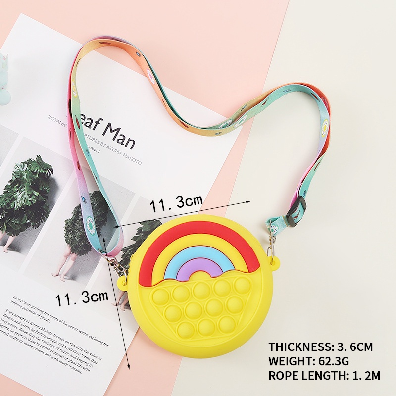 Túi Đeo Chéo Hình Bánh Donut Màu Cầu Vồng Dễ Thương Cho Bé
