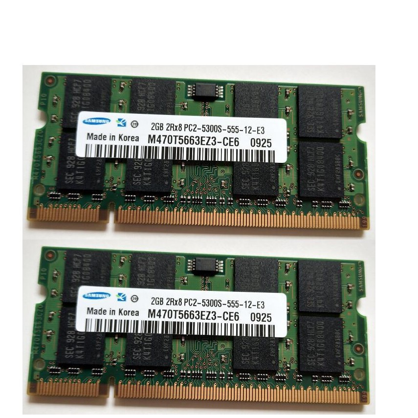 Thẻ Nhớ Ram Samsung 4gb Ddr2 667mhz Memori 2x2gb Pc2-5300s Cl5 Sodim