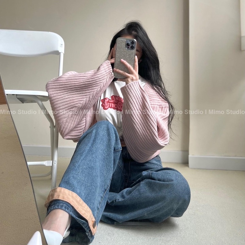 Cardigan bolero pink - Cherry cropped tee