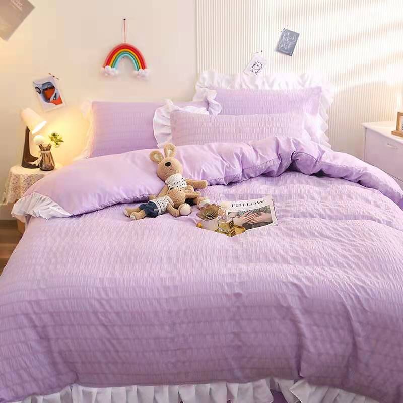 Bộ Chăn Đũi Nhật mẫu mới siêu xinh sét 4 món có viền bèo độc lạ