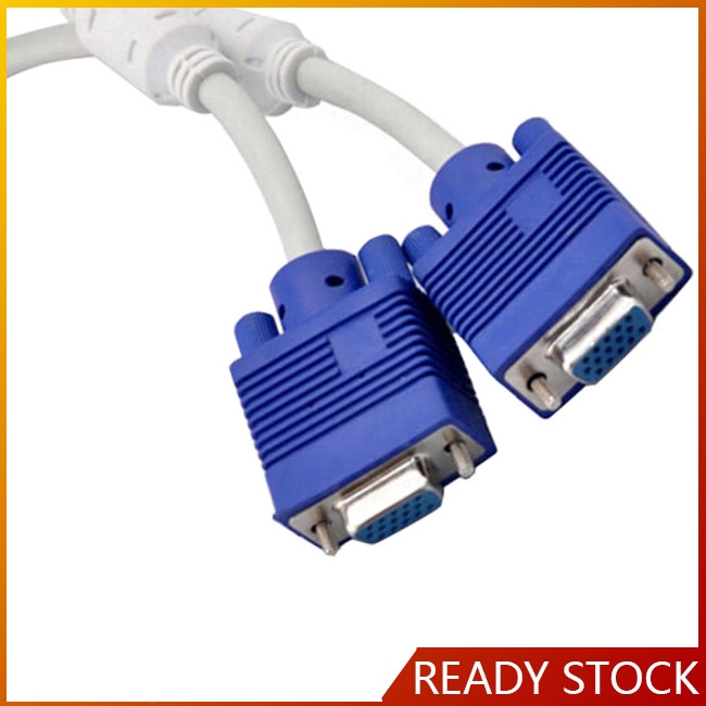 Computer to Dual Monitor VGA Splitter Cable Video 1 in 2 Out Adaptor for Computer TV Video Projector