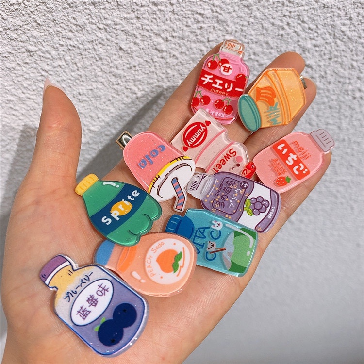 Set 10 Kẹp Tóc Bằng Nhựa Acrylic Nhám Họa Tiết Trái Tim Xinh Xắn Cho Bé Gái
