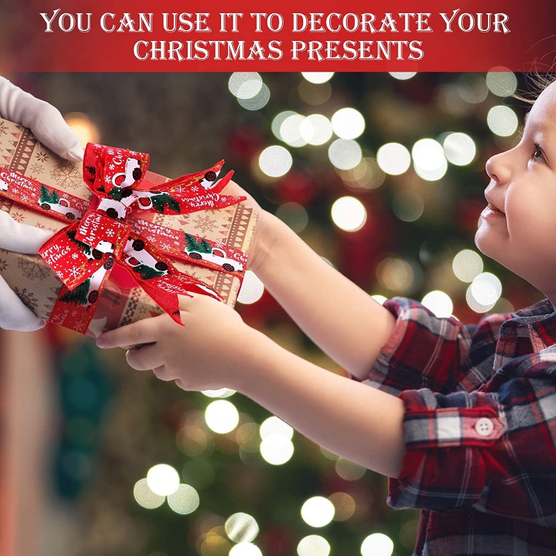 Cuộn Dây Ruy Băng Họa Tiết Bông Tuyết 5M Trang Trí Cây Thông Noel