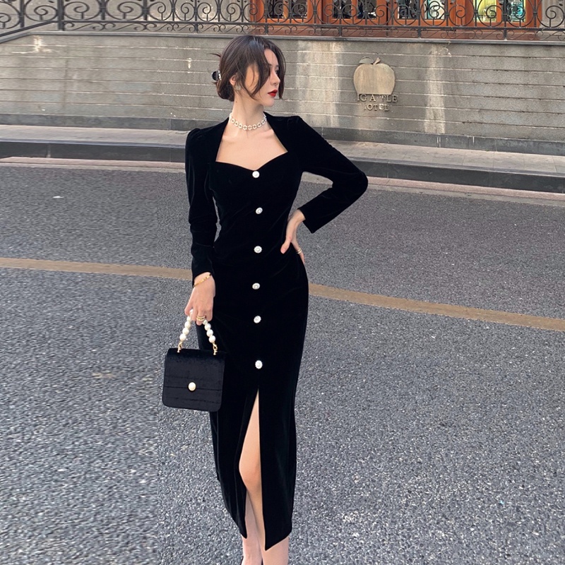 Váy nhung dự tiệc thu đông sang trọng có Review khách hàng V1 CARA WINTER