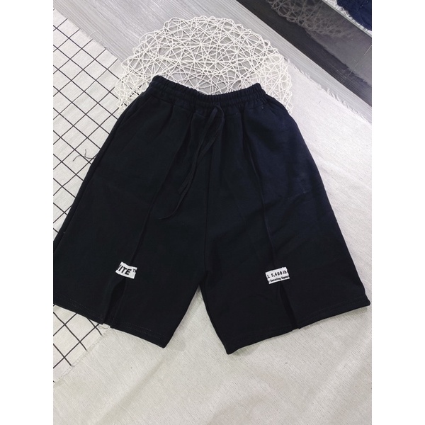 Quần Shorts Nỉ Coton Xẻ Chất Đẹp- Quần Ống Rộng Ngố Unisex Nam  Nữ Form <60kg