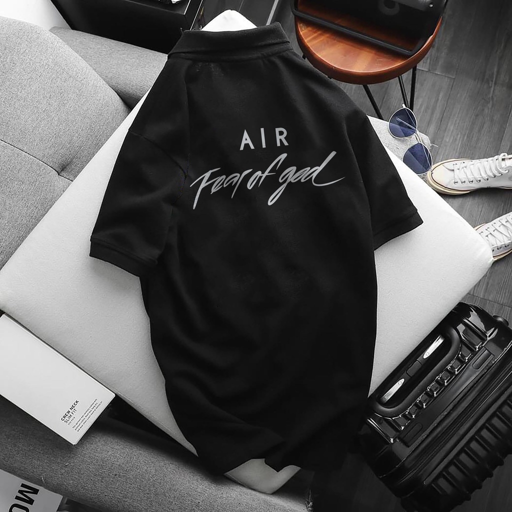 Áo POLO Air Fear Of God Phản Quang Bạc, chất Thun Cá Sấu Poly Thái full size Nam Nữ, Áo có cổ trắng đen, cổ trụ Unisex