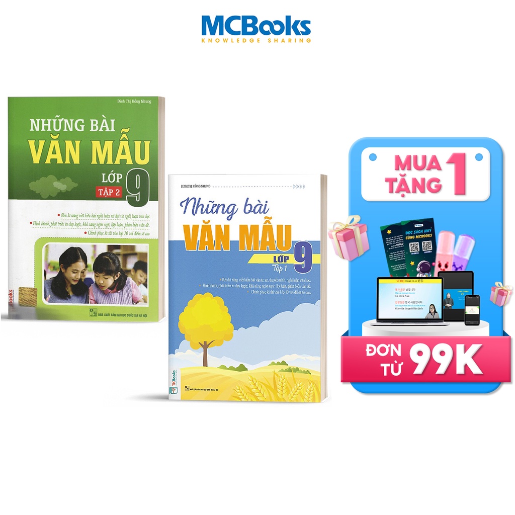 Sách - Combo Những Bài Văn Mẫu Lớp 9 (Tập 1 + 2)