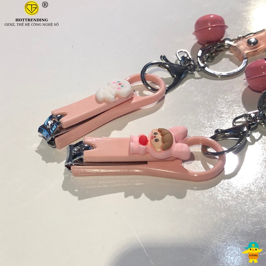 Móc khóa kèm bấm móng tay cute, tiện lợi móc balo, túi xách phụ kiện