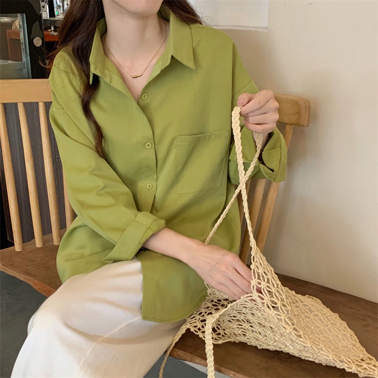 Áo Sơ Mi Dáng Rộng Nhiều Màu Sắc Đa Dạng Tùy Chọn Phong Cách retro Hồng Kông Cho Nữ