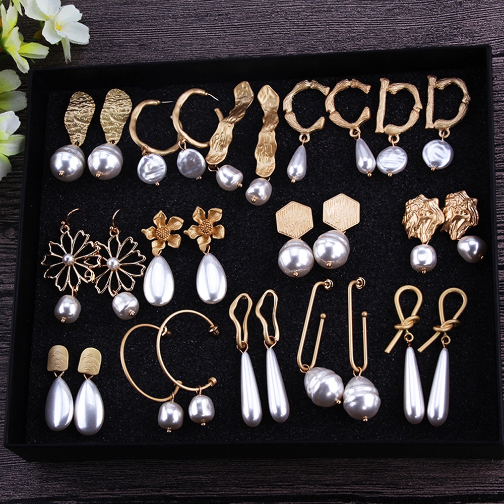 Khuyên tai đính ngọc trai nhân tạo phong cách bohemian thanh lịch dành cho nữ