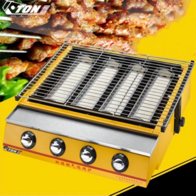 Bếp nướng hải sản bằng gas, nướng thịt bbq 4 đầu đốt loại lớn ETON ET-K255