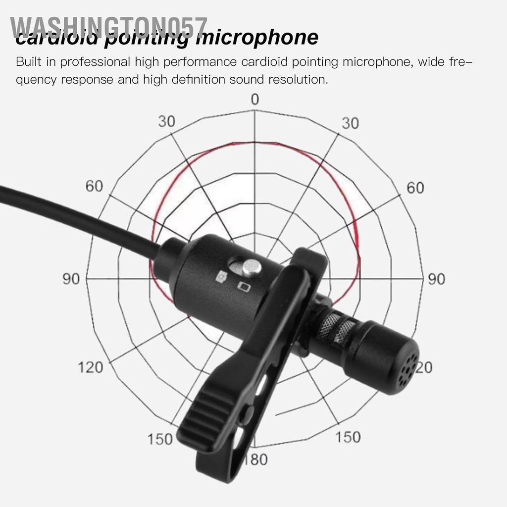 Có thể bán buôn Micrô gắn ve áo Lavalier chuyên nghiệp Cardioid Kẹp trên cho điện thoại Máy ảnh Phỏng vấn phát sóng trực tiếp Washington057 Hàng giao ngay